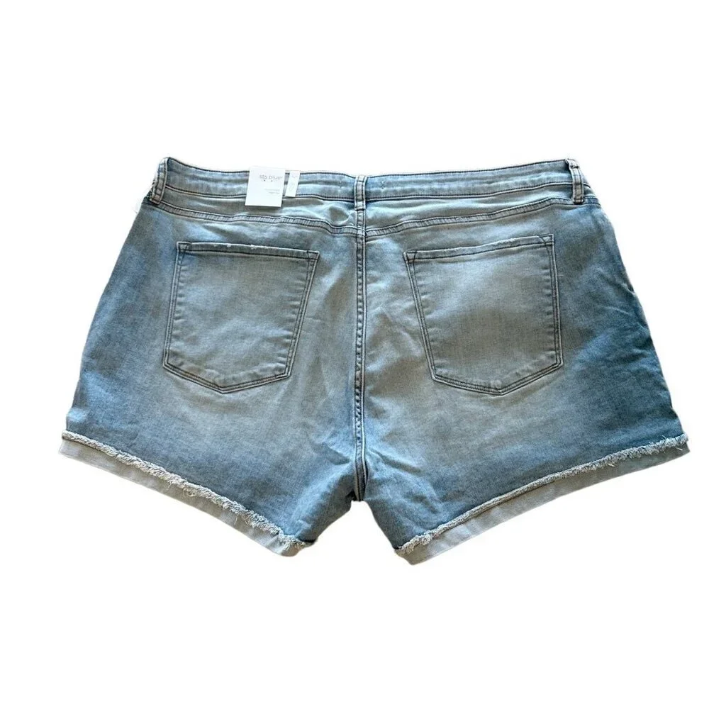 Sts Blue Women's Molly High Rise Boyfriend Frayed Hem Shorts Blue Size 3…